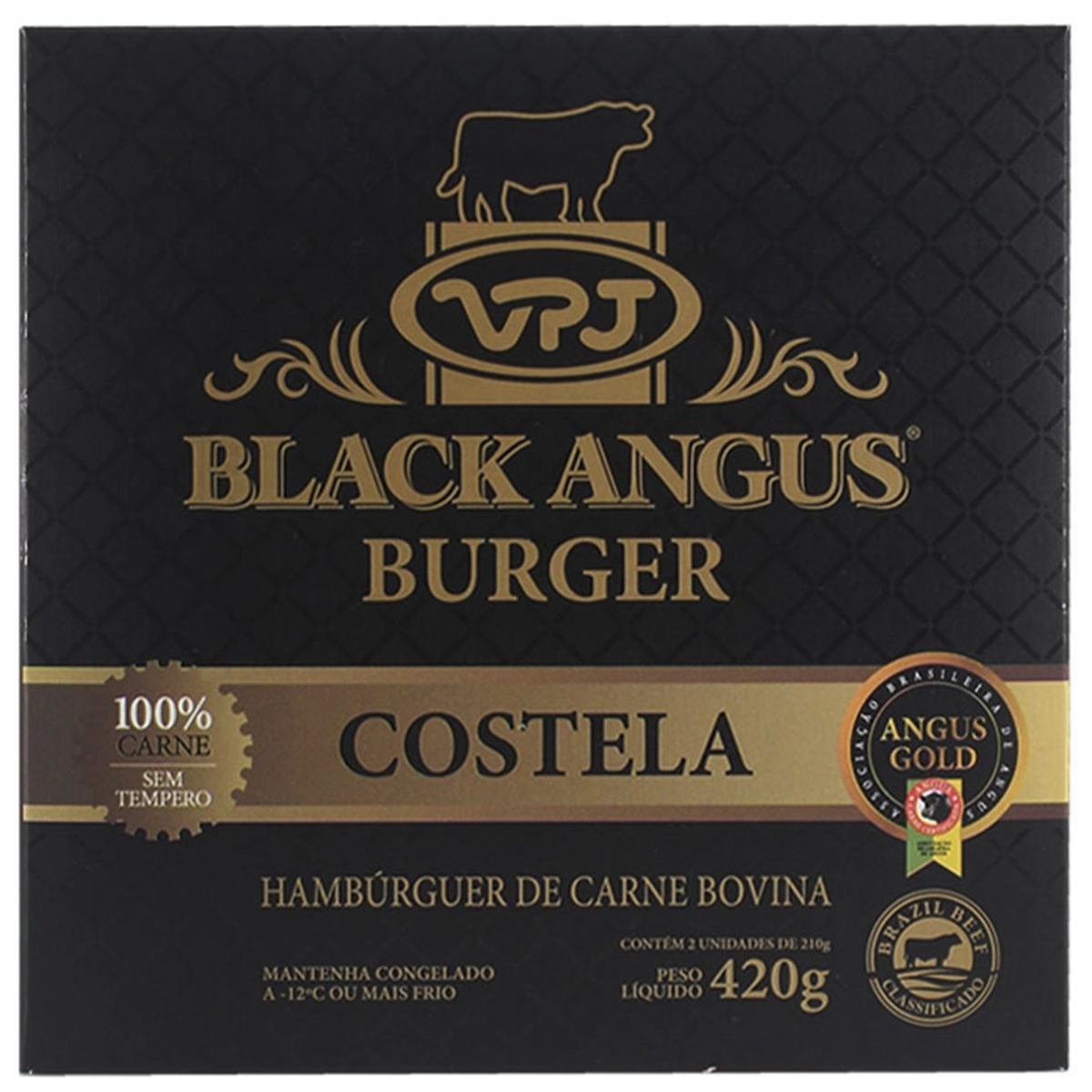 Hambúrguer De Carne Bovina Costela Black Angus Vpj Caixa 420g 2 Unidades