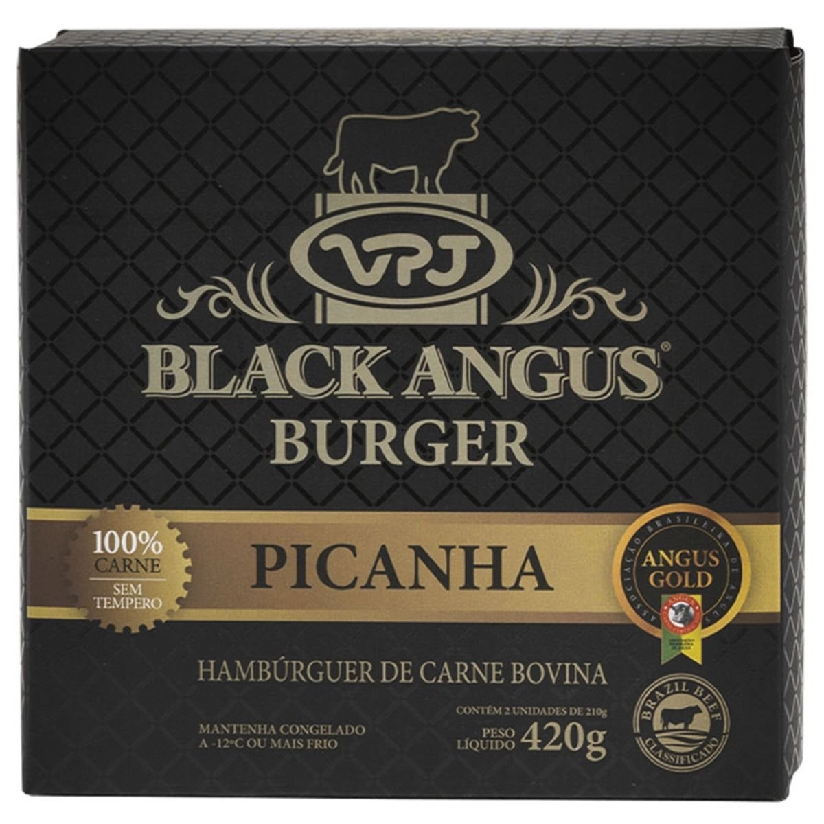 Hambúrguer De Carne Bovina Picanha Black Angus Vpj Caixa 420g 2 Unidades