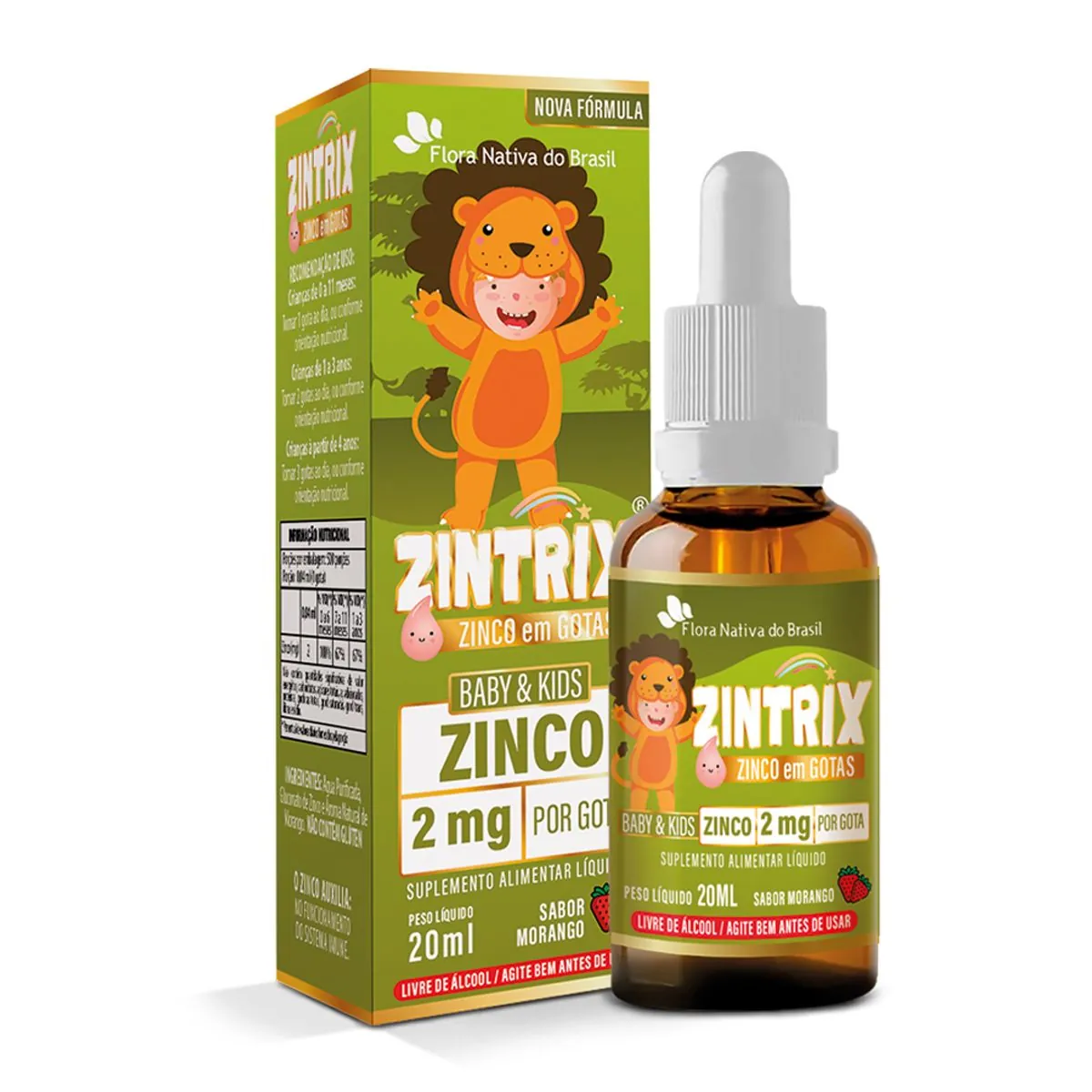 ZINTRIX KIDS ZINCO GTS 20ML SAB MORANGO FLORA NATIVA