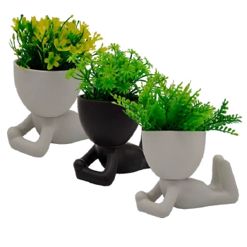 Vaso Com Planta Ceramica Robert 12x8,8cm Gdr0525