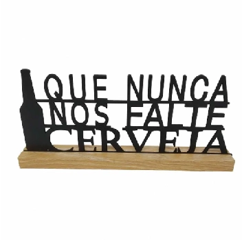 Quadro Madeira Que Nunca Nos Falte Cerveja 30x14cm