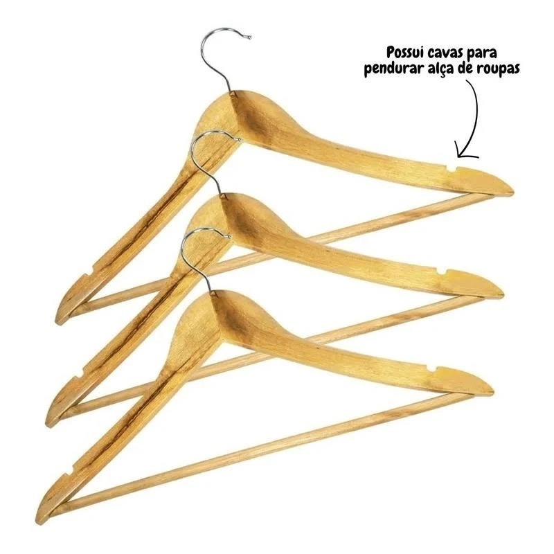 Cabide Madeira 3pcs Mn5585 Er8180 Lx2091