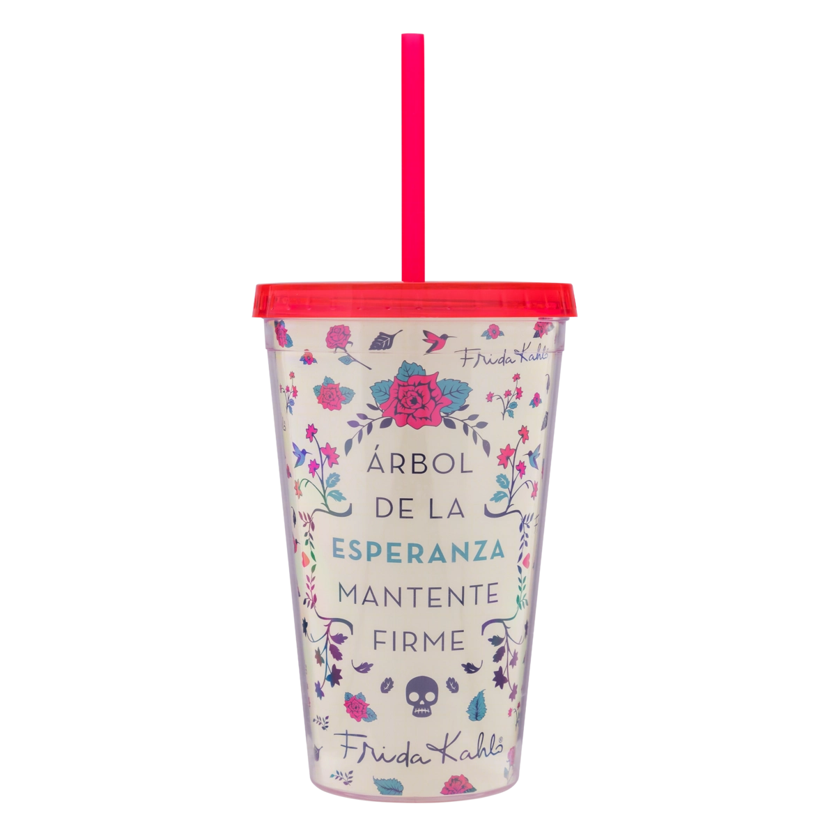Copo Plástico Com Canudo Frida Kahlo Esperanza 500ml Poopstore