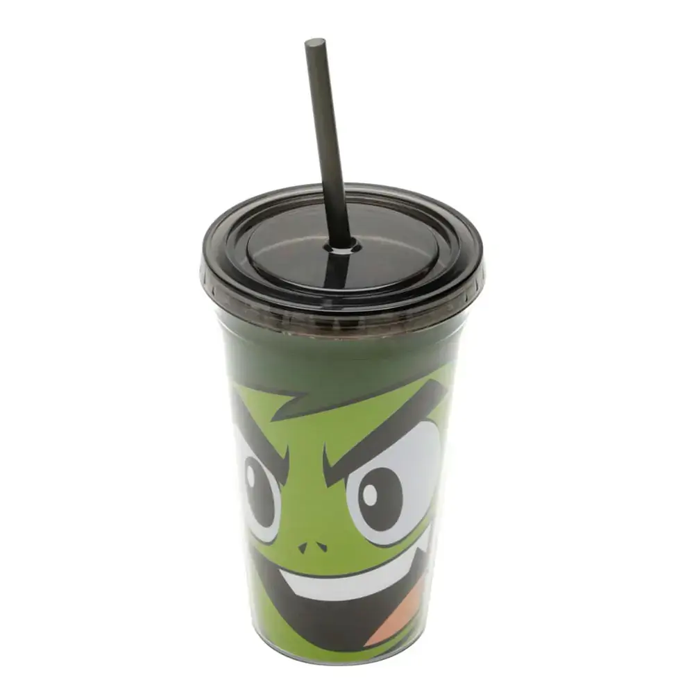 Copo Canudo Plastico Beast Boy Face Vd 10x6.5x15.6cm 500ml 40737 Rojemac