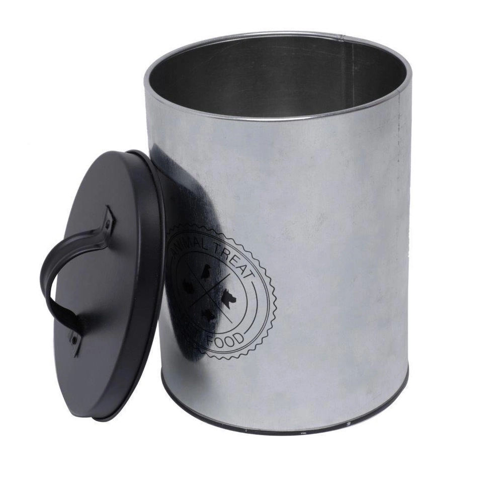Lata Metal Round Animal Care Prata Pto 14x14x20cm 44177 Rojemac