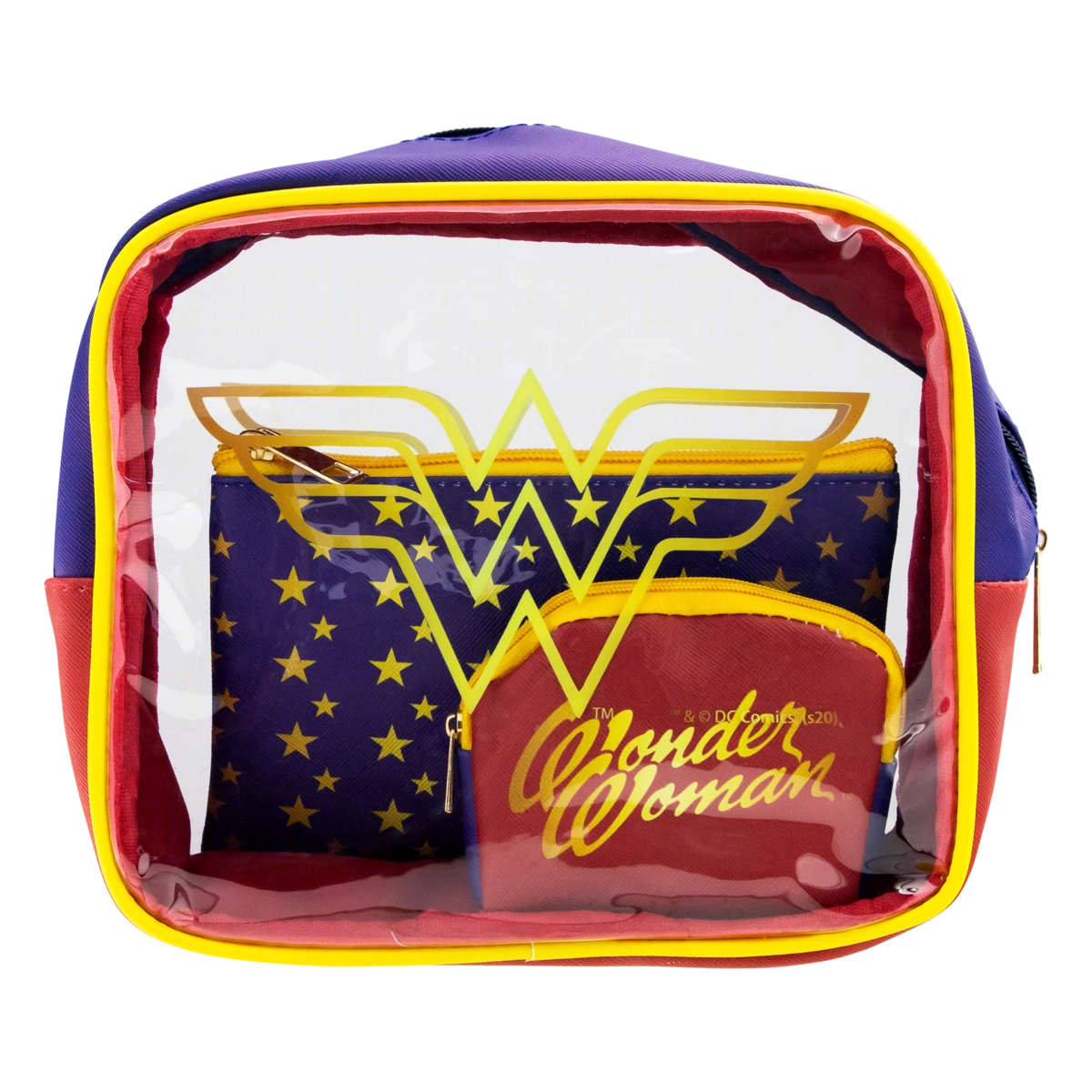 Kit Necessaire Wonder Woman Pvc Plástico Poopstore 21 X 18 X 8cm 3 Unidades