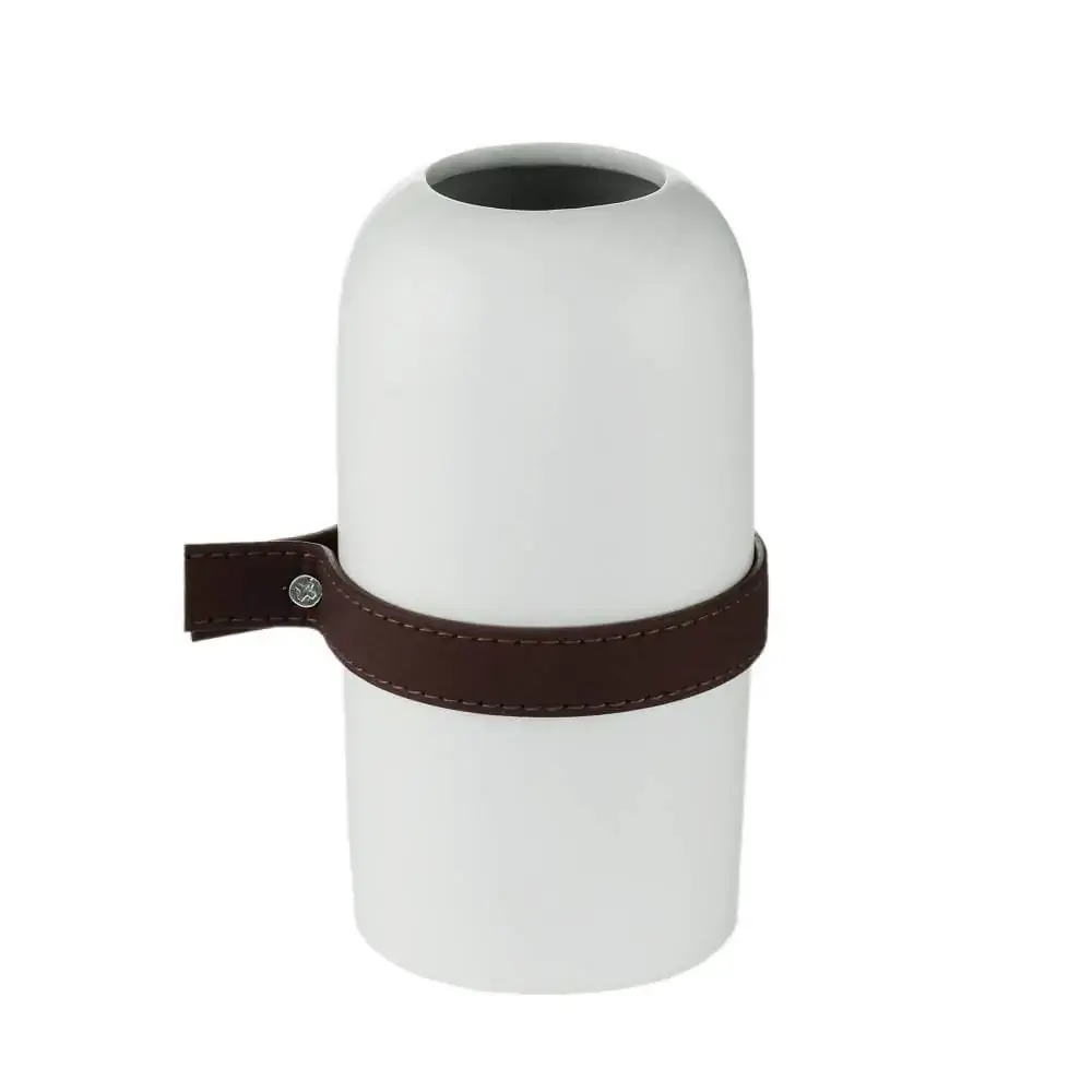 Vaso Ceramica Capsule Leather Handle Bco 9.3x9.3x18.3cm 44284 Rojemac