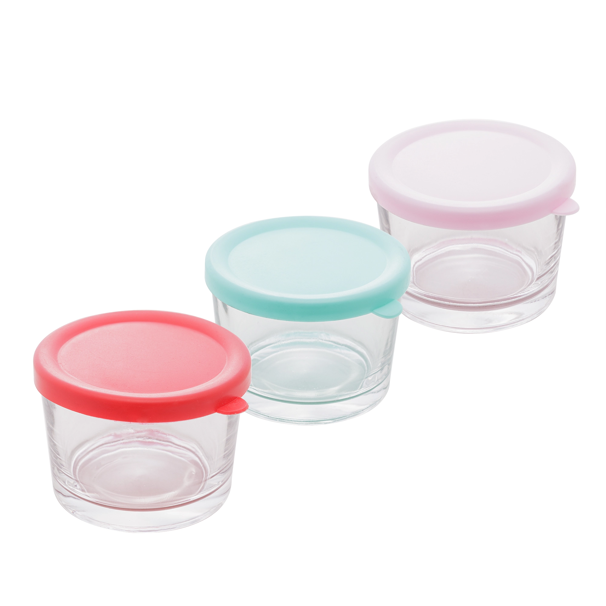 Jogo Potes Vidro Tampa Plastico Sortidas 3un 9x6.5cm 45025 Lyor