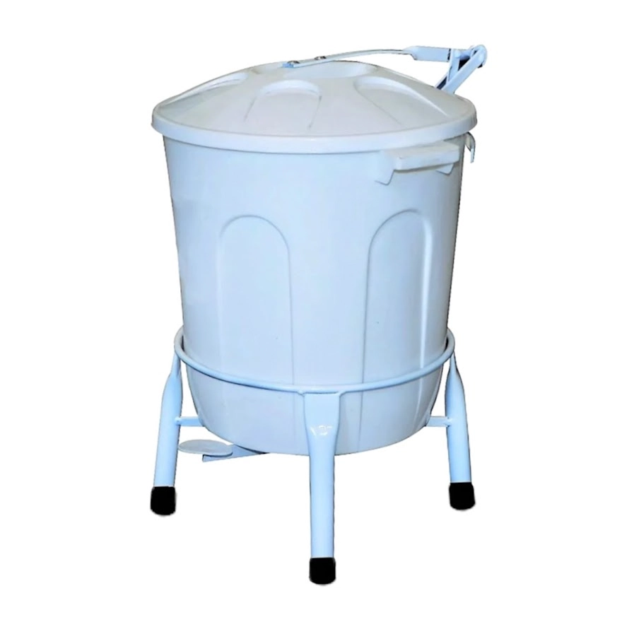 Lixeira Plástica Com Suporte Pedal Em Aço Branca 10 Litros