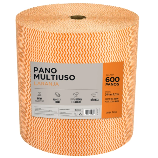 Pano De Limpeza Multiuso Bettanin 600 Panos Rolo 240 Metros - Laranja
