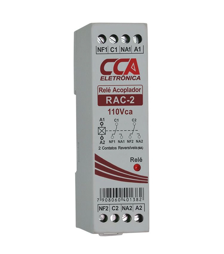 Relé Acoplador De Interface 110vca-vcc Com 2 Contato Reversível