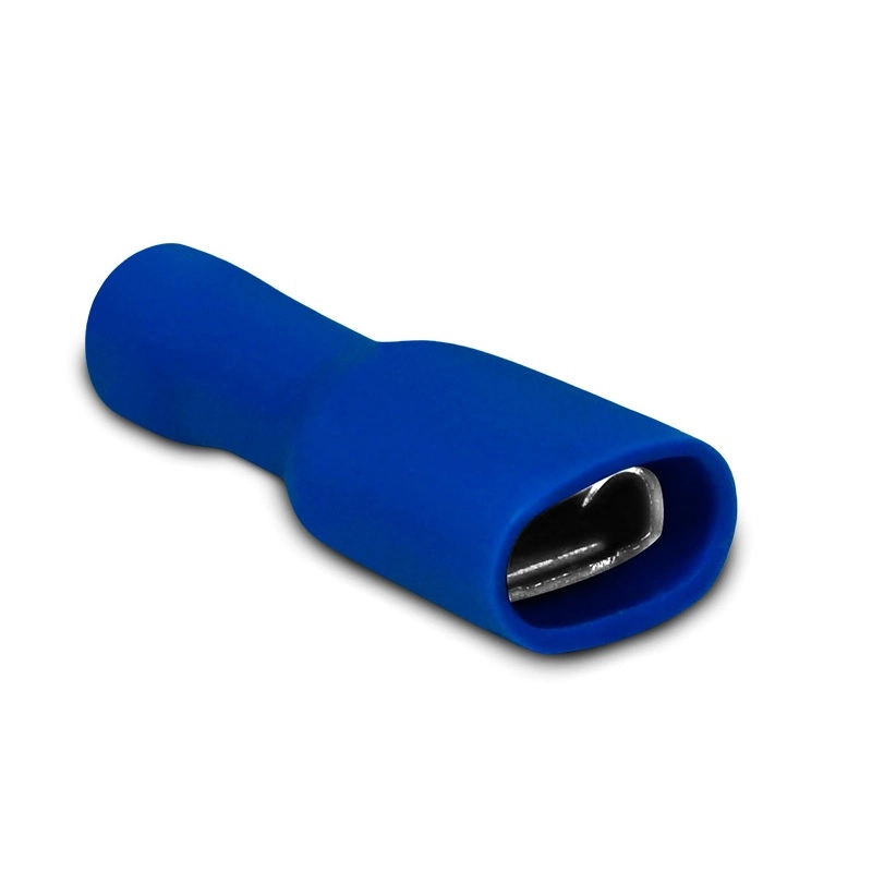 Terminal Isolação Total Femea 6,3mm 1,50-2,50 Mm² Azul Pvc 100 peças