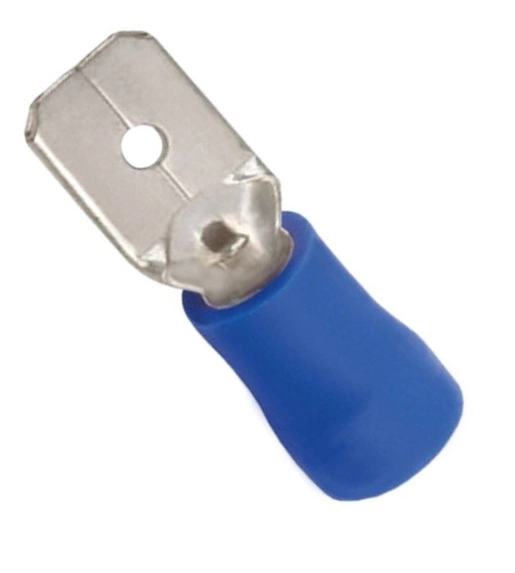 Terminal Pre Isolado Macho 6,3mm 1,50-2,50 Mm² Azul 100 peças