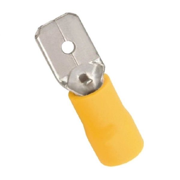 Terminal Pre Isolado Macho 6,3mm 4,00-6,00 Mm² Amarelo 100 peças