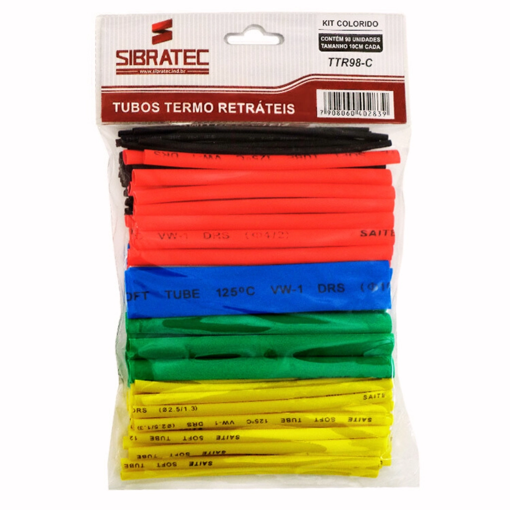 Kit Tubos Termo Retrátil Com 98 Unidades Colorido
