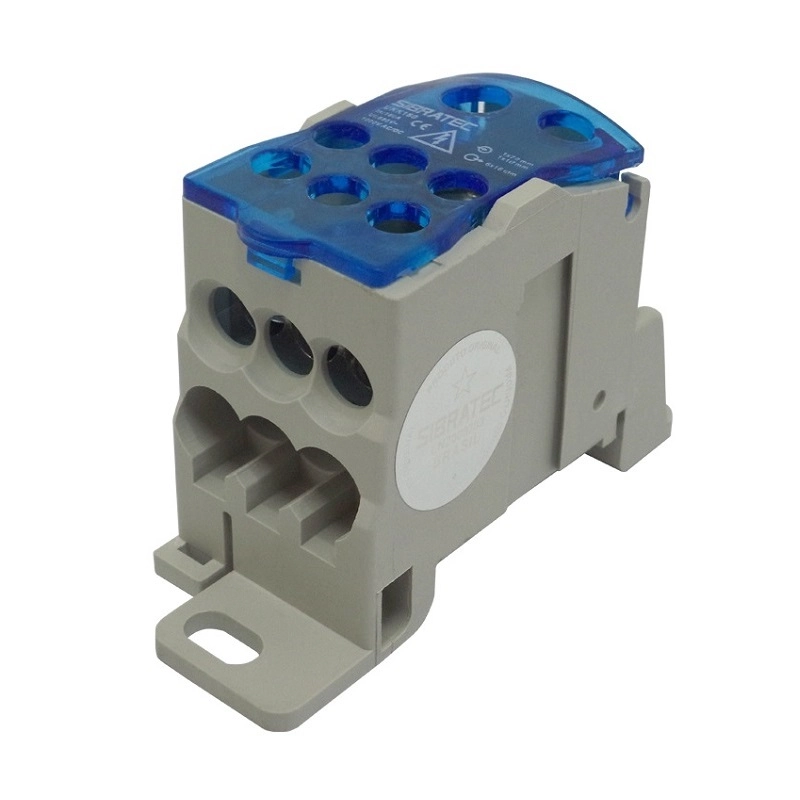 Bloco Distribuição Unipolar Ukk160 160A 1 Entrada 70mm² e 16mm² Saídas 6 x 16mm²