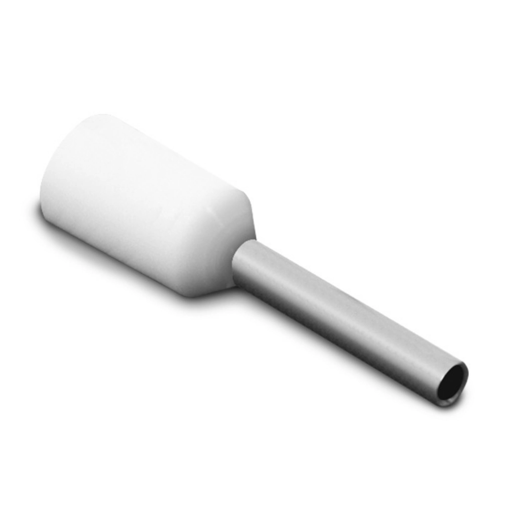 Kit Terminal Pré-isolado Tubular Simples 0,5mm² | Branco | 100 Peças