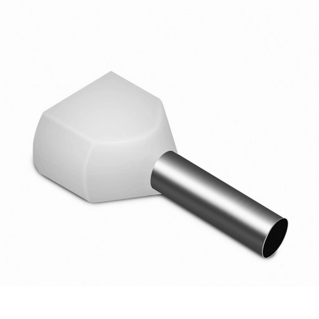Kit Terminal Pré-isolado Tubular Duplo 0,5mm² | Branco | 100 Peças