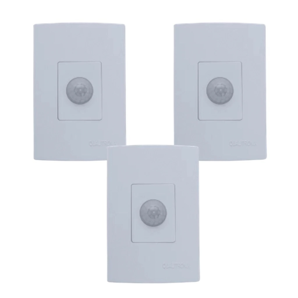 Kit Sensor De Presença | Embutir Sem Chave | Lente 180º | 6 Funções | Qi2mb 3 Pçs
