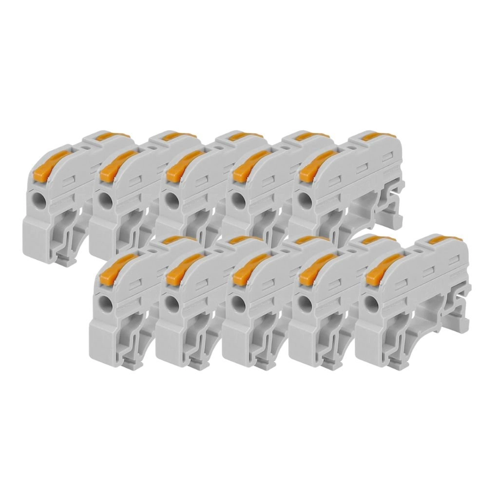 Kit Conector Alavanca De Emenda Kv121 1 Via 32a Trilho Din Cabo 0,2-4,0mm² - Cinza 50 Pçs