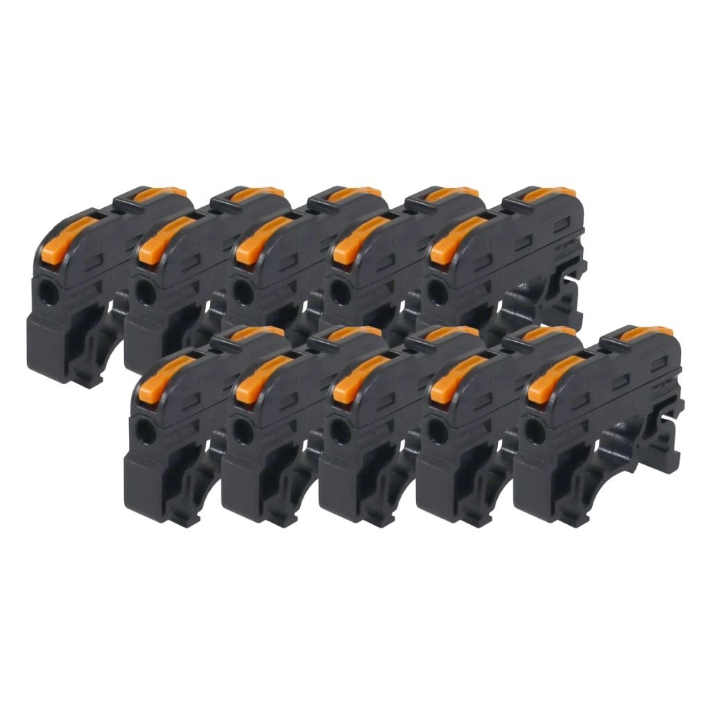 Kit Conector Alavanca De Emenda Trilho Din Kv121 1 Via 32a Preto | Cabo 0,2-4,0mm² 50 Peças