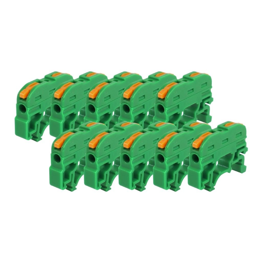 Kit Conector Alavanca De Emenda Trilho Din Kv121 1 Via 32a Verde | Cabo 0,2-4,0mm² 25 Peças