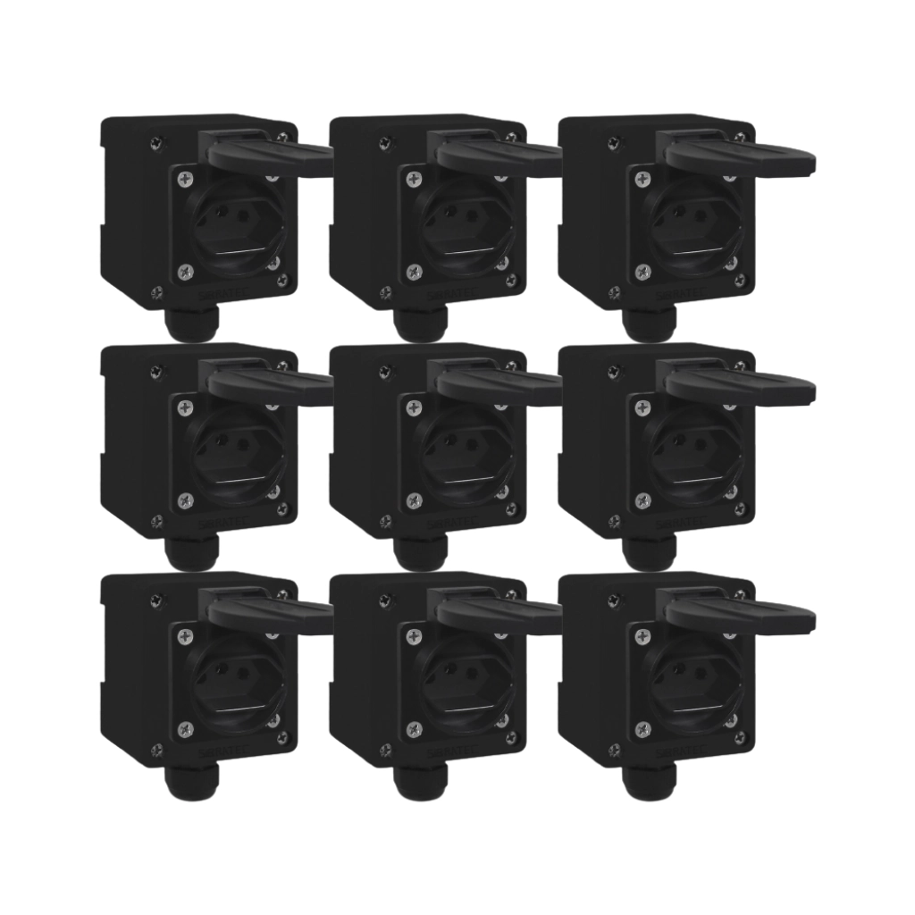 Kit Tomada + Caixa Preta Padrão Brasileiro 2p+t 20a Preta 10 Peças