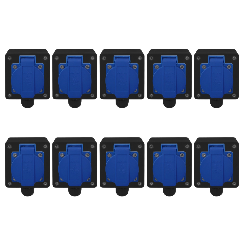 Kit Tomada + Caixa Preta Padrão Brasileiro 2p+t 20a Azul 10 Peças