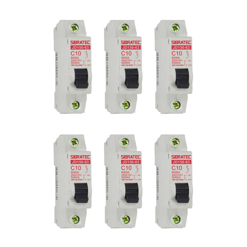 Kit Disjuntor Mini Unipolar 25a | Curva C | 6ka | 6 Pçs