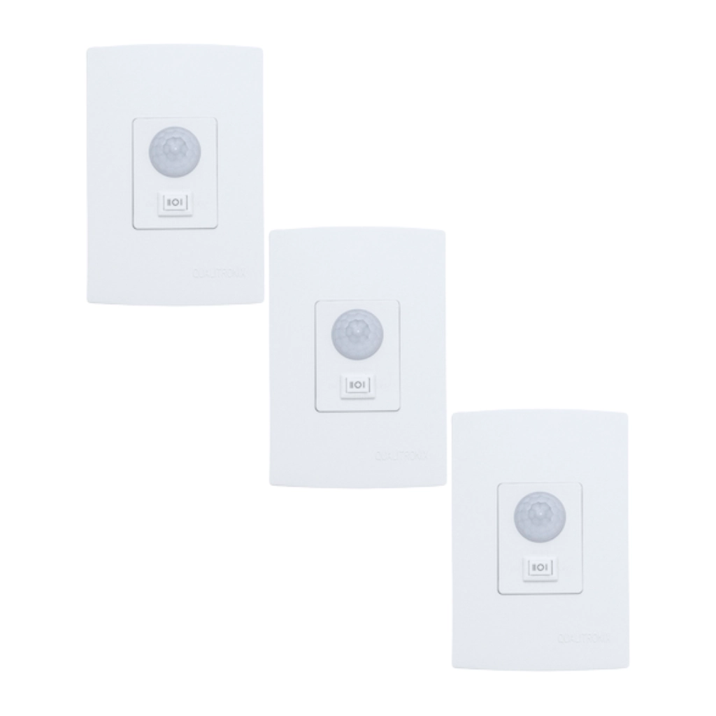 Kit Sensor De Presença | Embutir Com Chave | Lente 180º | 6 Funções | Qi6mb 3 Pçs