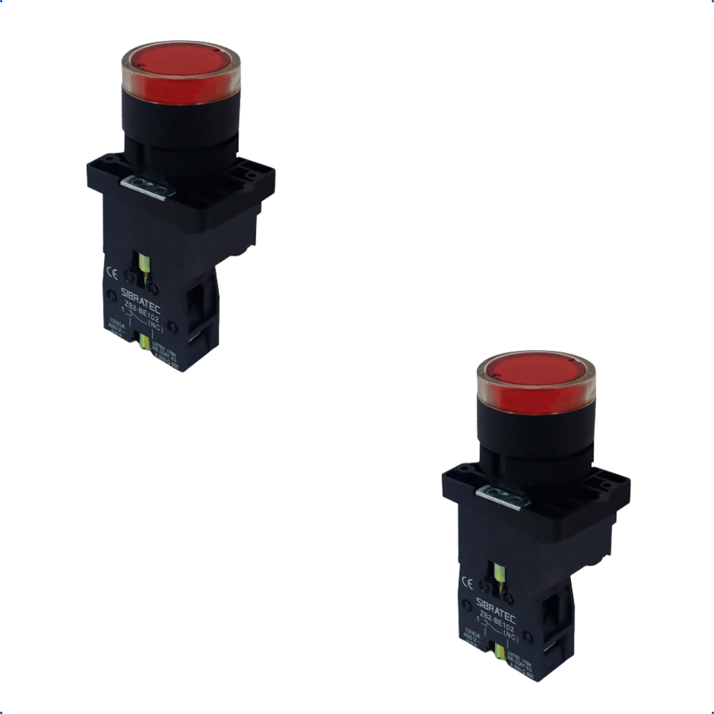 Kit Botão De Impulso Iluminado | Plástico | Ew3461 220vca 1nf | Vermelho 2 Pçs