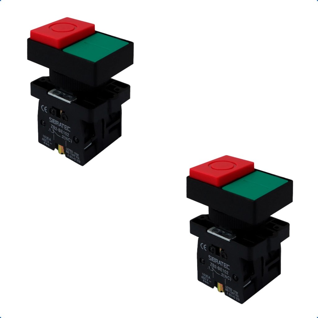 Kit Botão Duplo Xb2-el8425 | Liga/desliga | Sem Iluminação Com Ressalto | 1na+1nf 2 Pçs