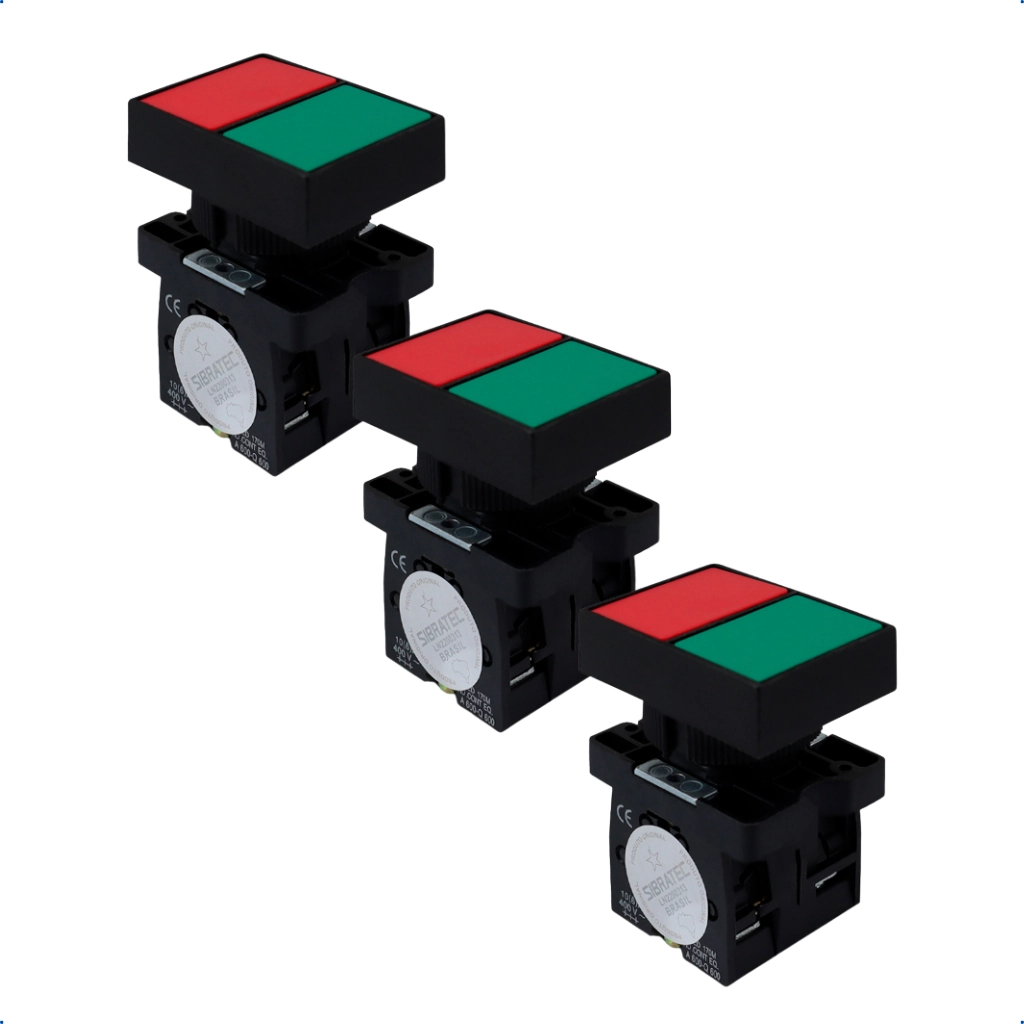 Kit Botão Duplo Xb2-el8325 | Liga/desliga | Sem Iluminação | 1na+1nf 3 Pçs