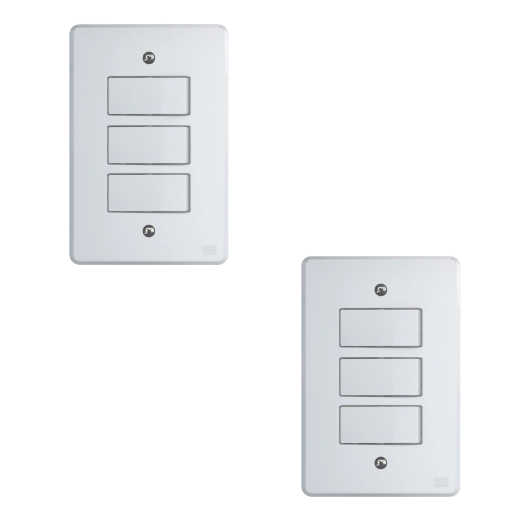 Kit Conjunto Interruptor 4x2 | 3 Teclas Simples 10a 250v 2 Peças