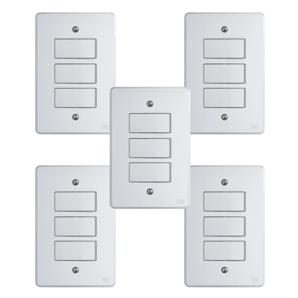 Kit Conjunto Interruptor 4x2 | 3 Teclas Simples 10a 250v 5 Peças
