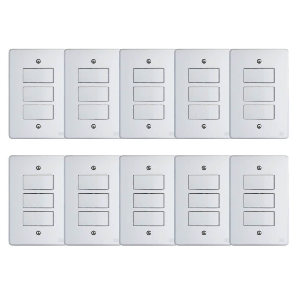 Kit Conjunto Interruptor 4x2 | 3 Teclas Simples 10a 250v 10 Peças