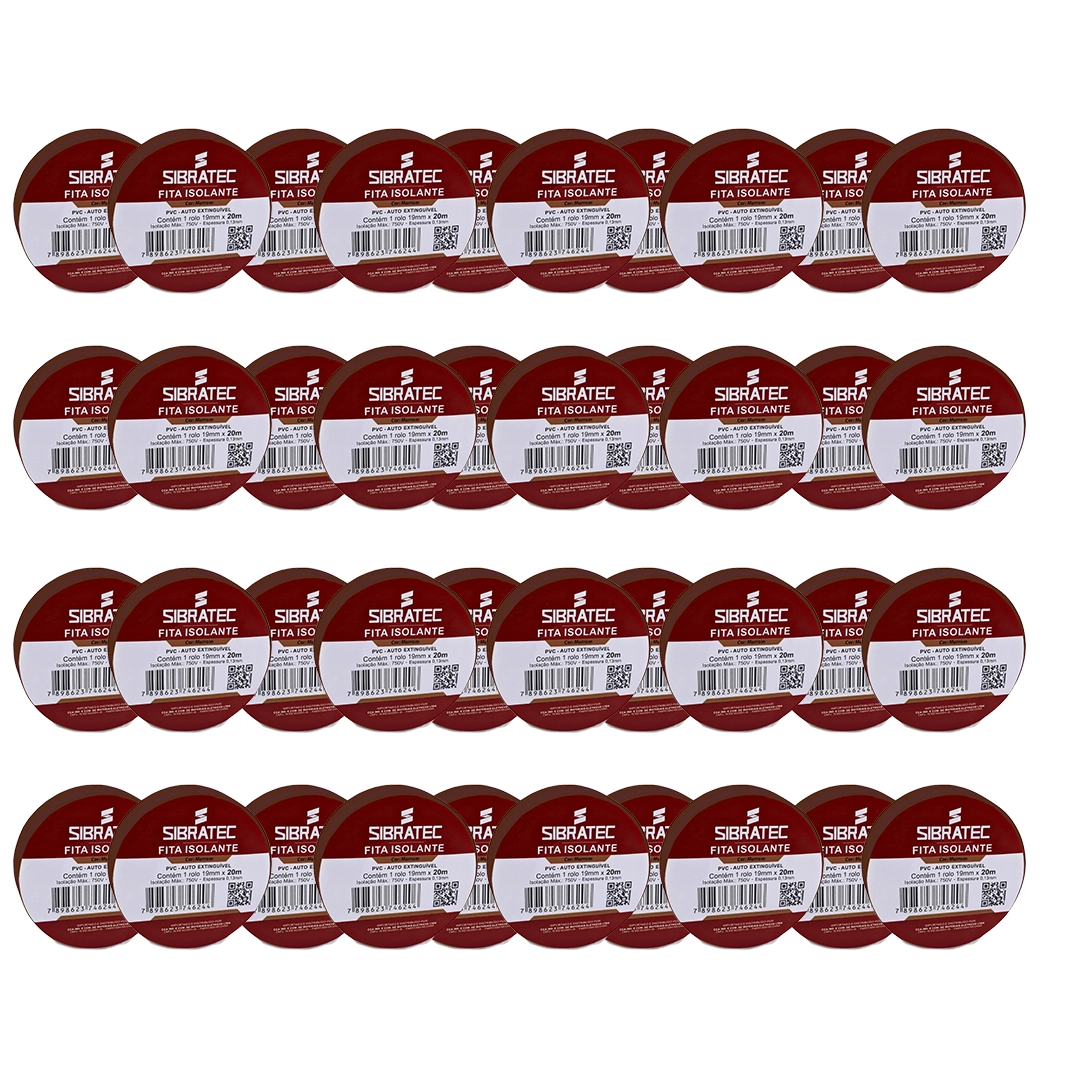 Kit Atacado 40 Fita Isolante Marrom 19mm X 20mt Sibratec
