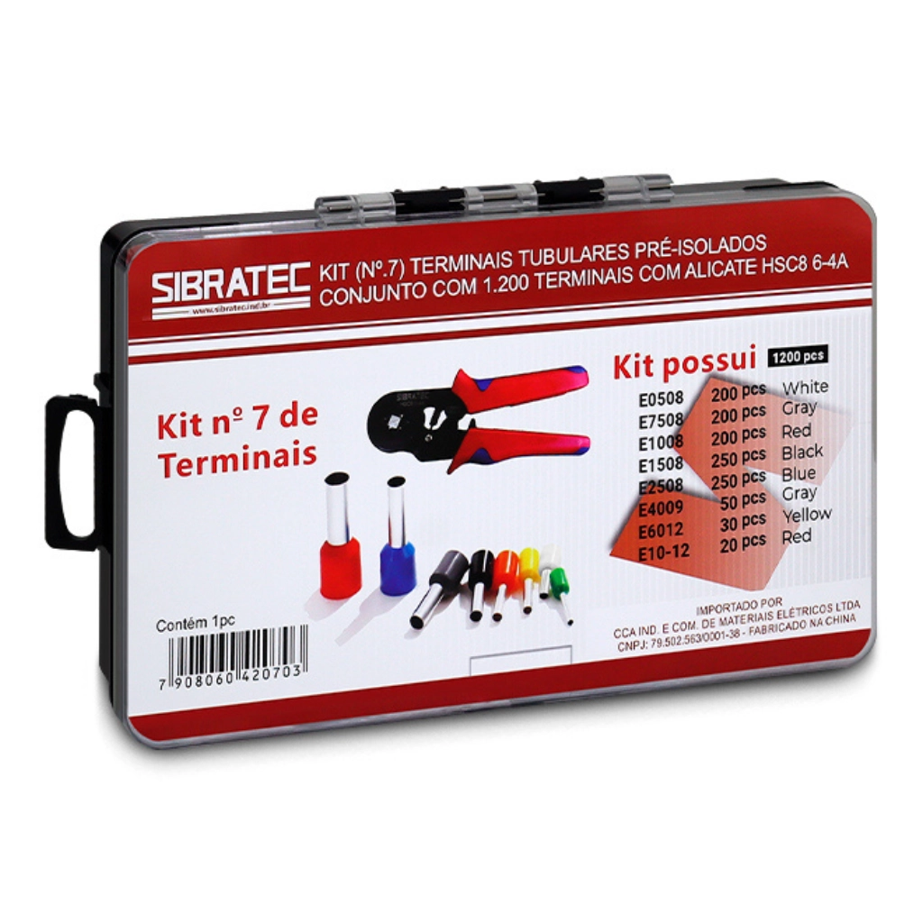 Kit De Terminais Pré-isolados Tubulares Kt-hsc8-1200 | Com Alicate