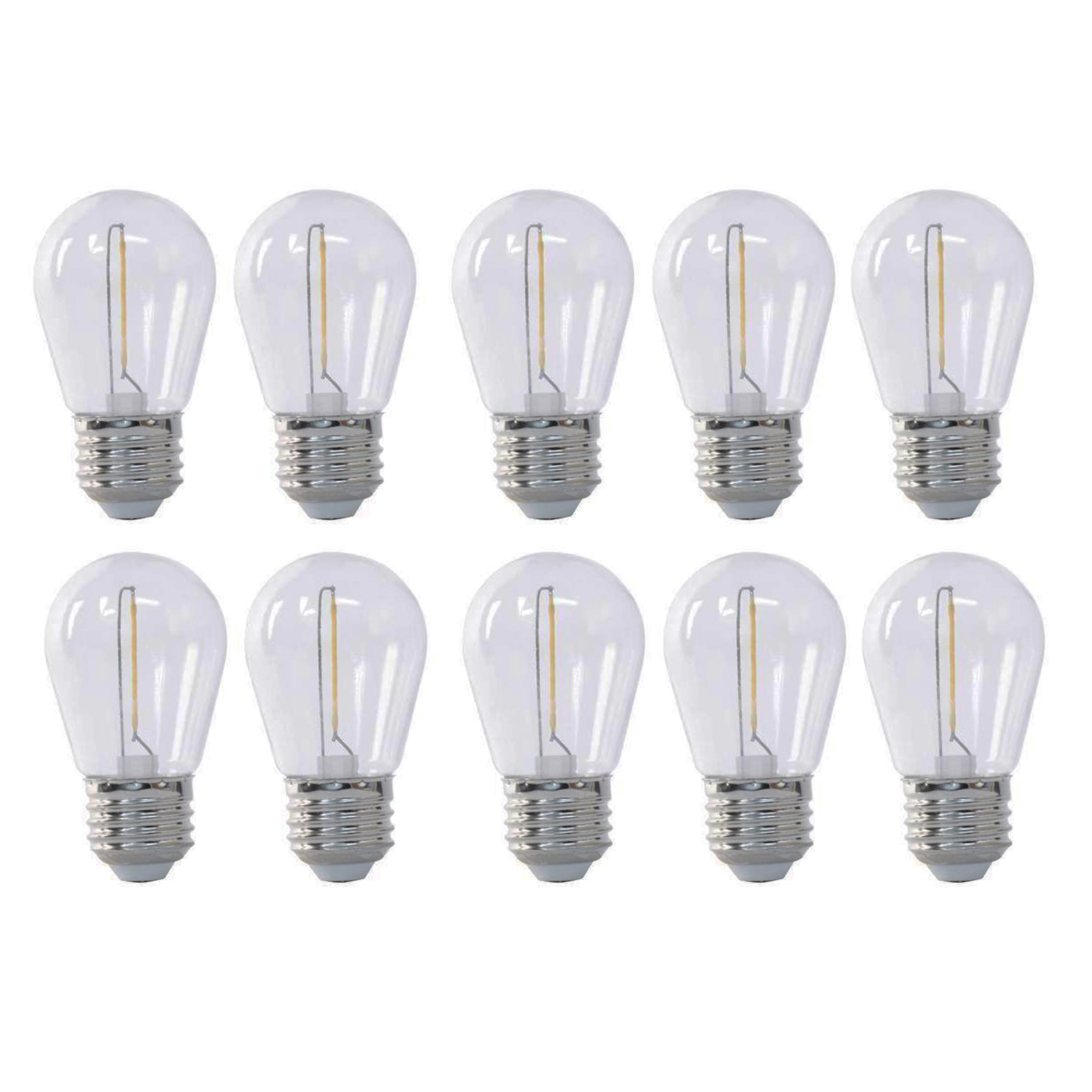 Kit Com 10 - Lâmpada De Filamento Bolinha S14 E27 Led 1w Âmbar 2200k Para Varal De Luzes Externo Ip66 - 110v