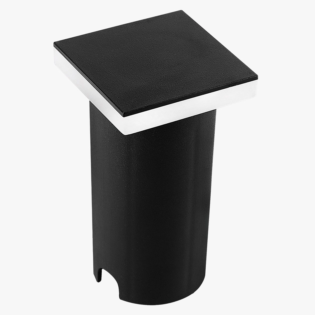 Spot Balizador De Embutir Piso Quadrado Preto Ip67 Led 1w 3000k Bivolt