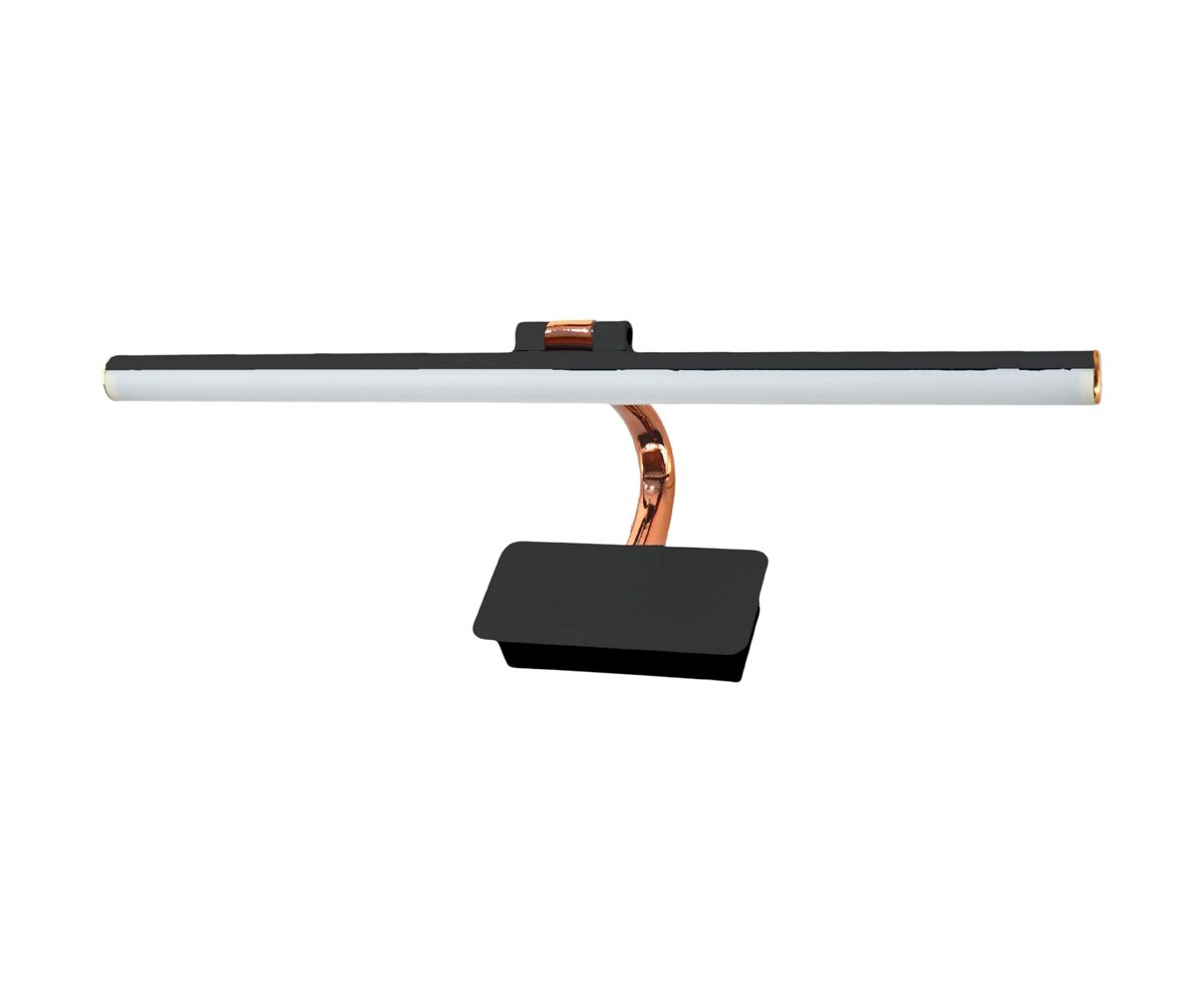 Arandela Mirror Linear Quadro Preto E Cobre 50cm Led 12w 3 Em 1 Bivolt