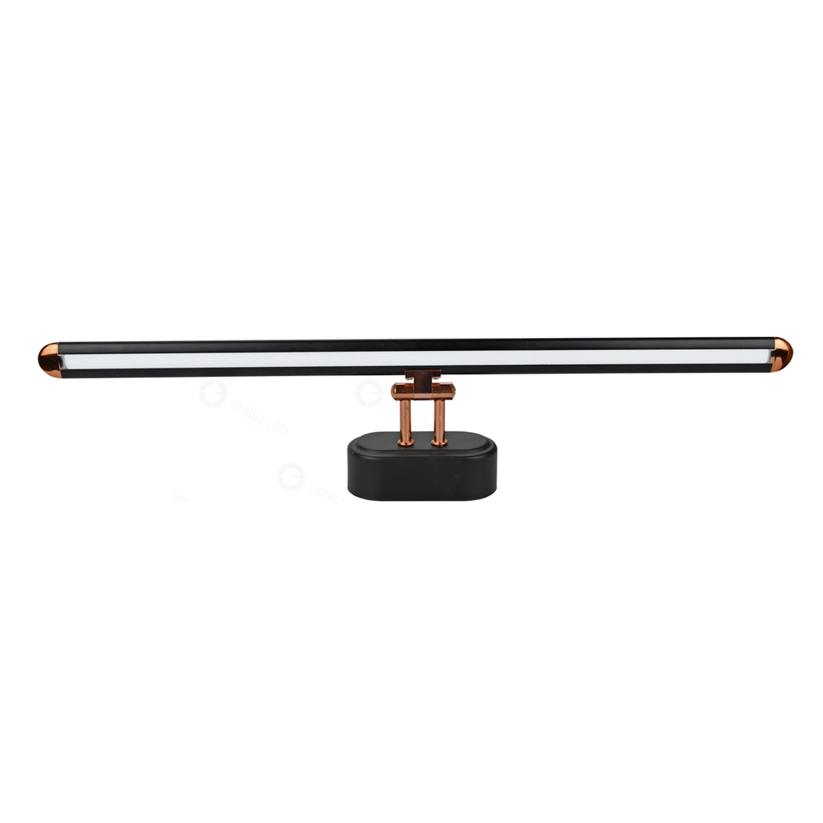 Arandela Mirror Linear Quadro Preto E Cobre 50cm Led 12w 3 Em 1