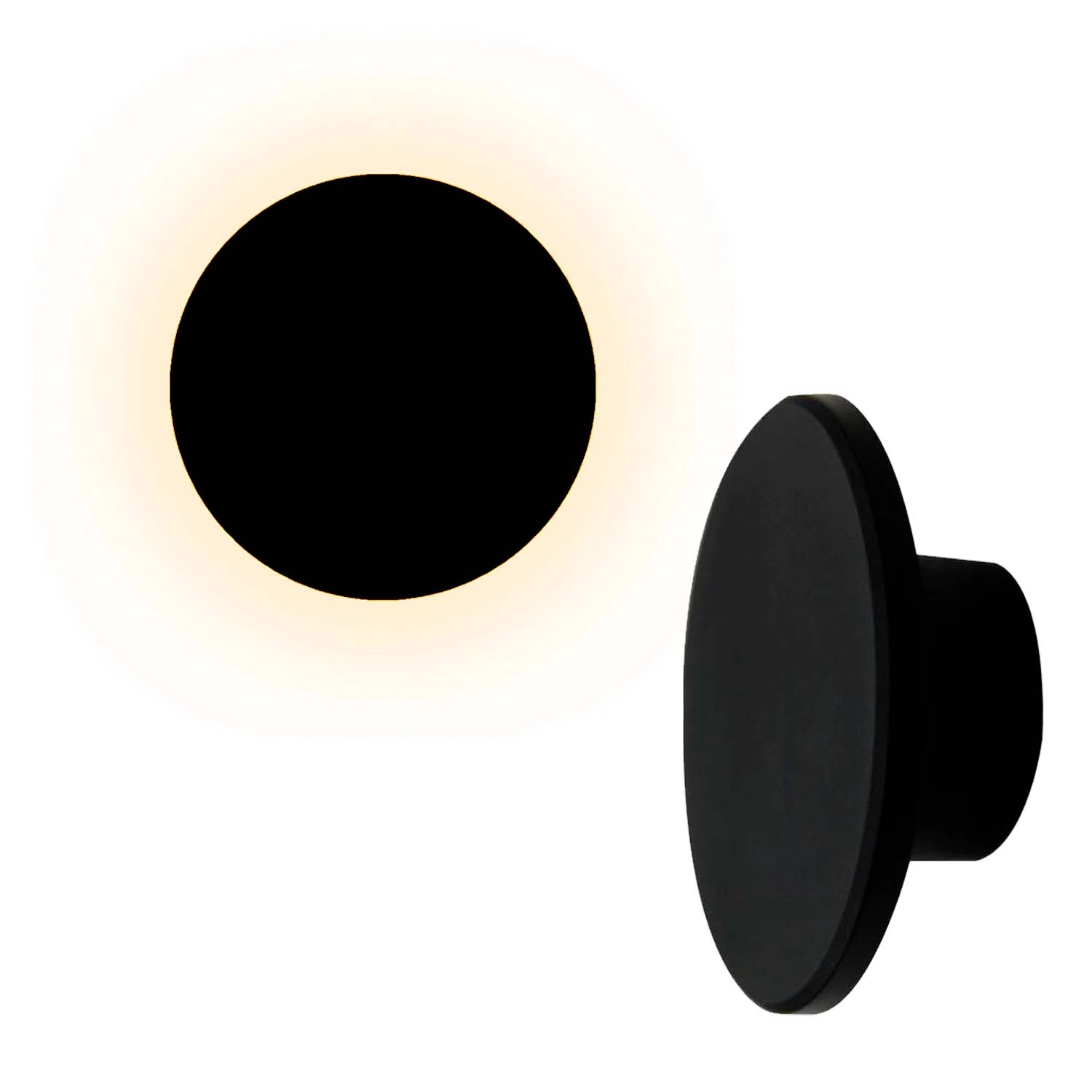 Arandela De Efeito Eclipse Luz Indireta Led Integrado 3w Branco Quente 3000k Ip65 - Preta