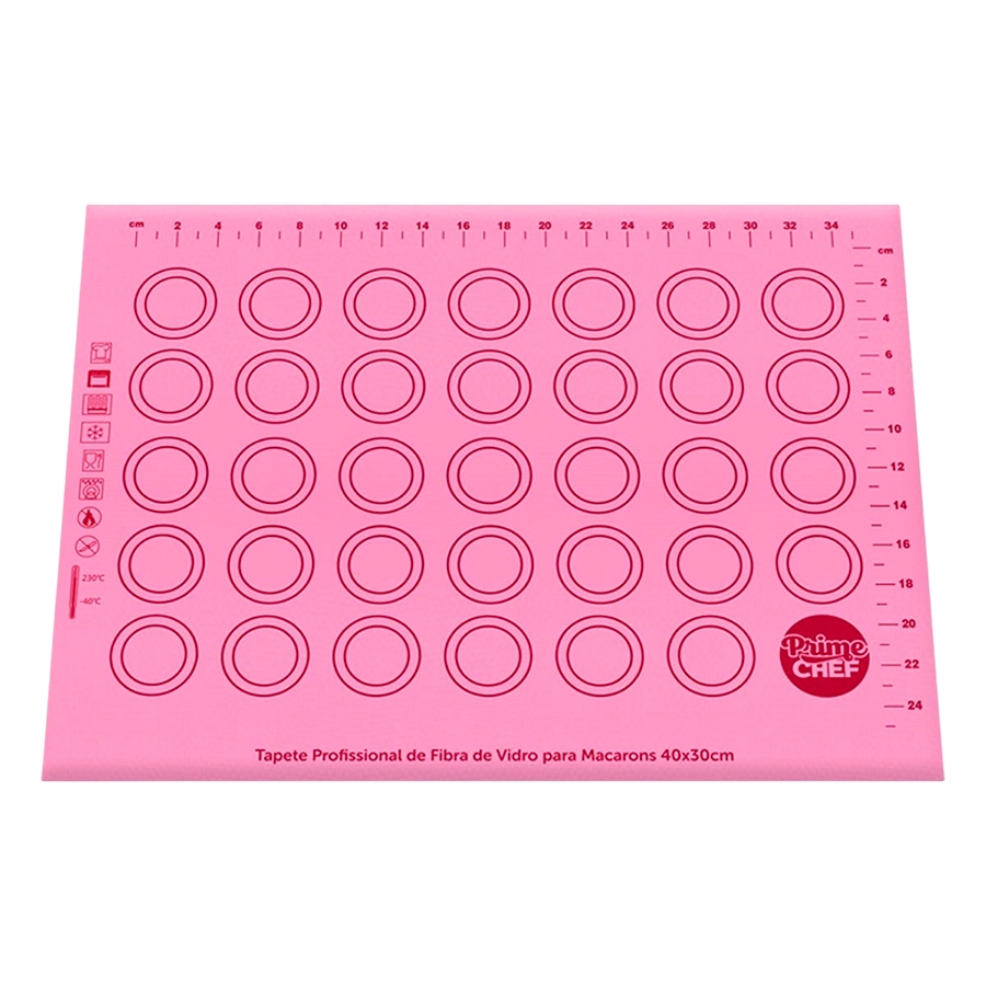 Tapete De Silicone E Fibra De Vidro Macarons 42x29cm T1 M Rosa Prime Chef