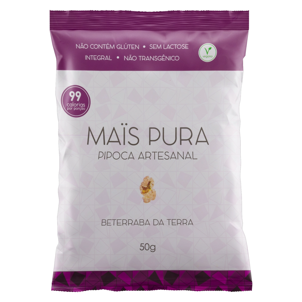 Pipoca Pronta Integral Beterraba Da Terra Maïs Pura Pacote 50g