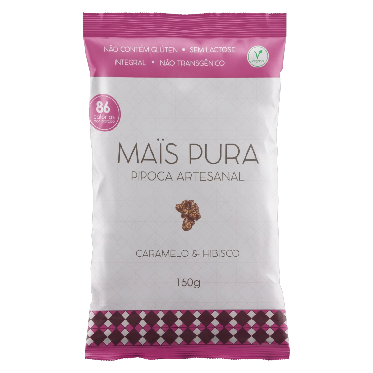 Pipoca Pronta Integral Caramelo Hibisco Maïs Pura Pacote 150g