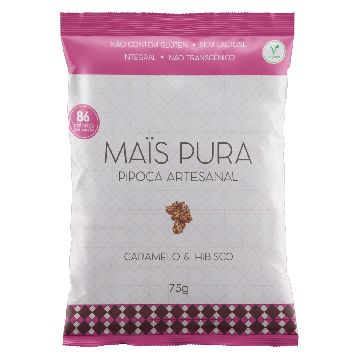 Pipoca Pronta Integral Caramelo Hibisco Maïs Pura Pacote 75g