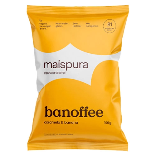 Pipoca Pronta Artesanal Integral Banoffee Maïs Pura Pacote 120g