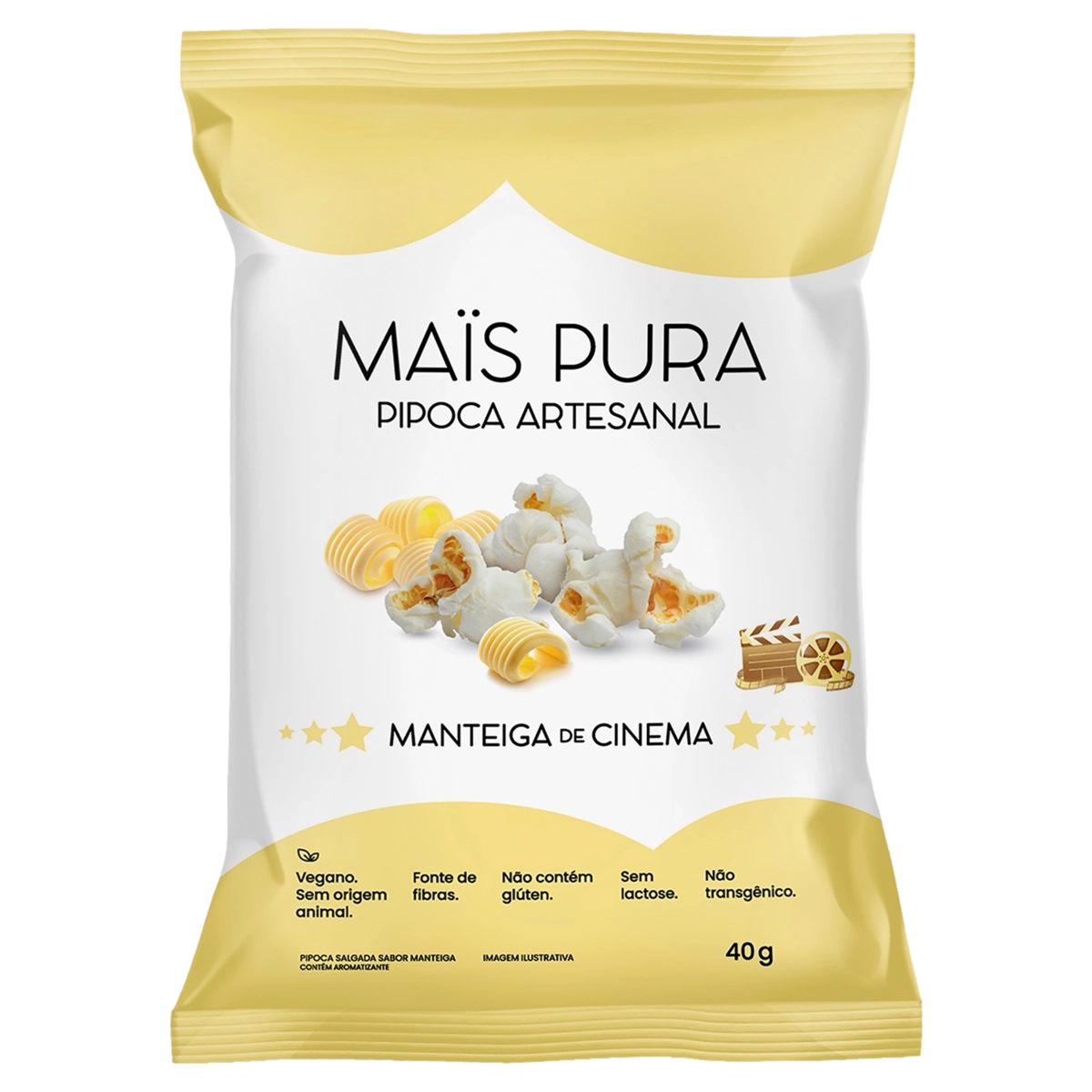 Pipoca Pronta Artesanal Manteiga De Cinema Maïs Pura Pacote 40g
