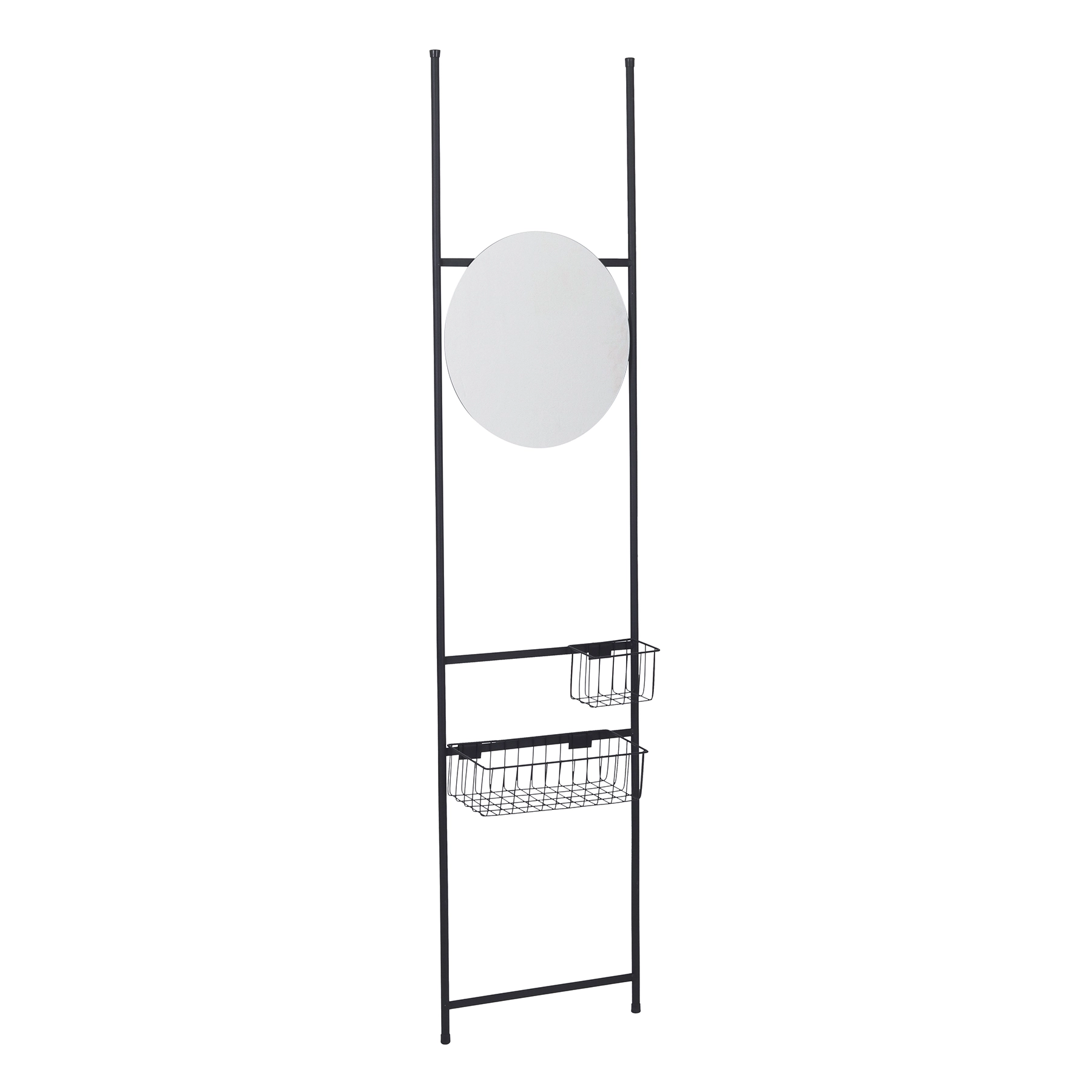 Porta Toalha Escada Aço Tali Preto 190x45cm com Cesto E2G